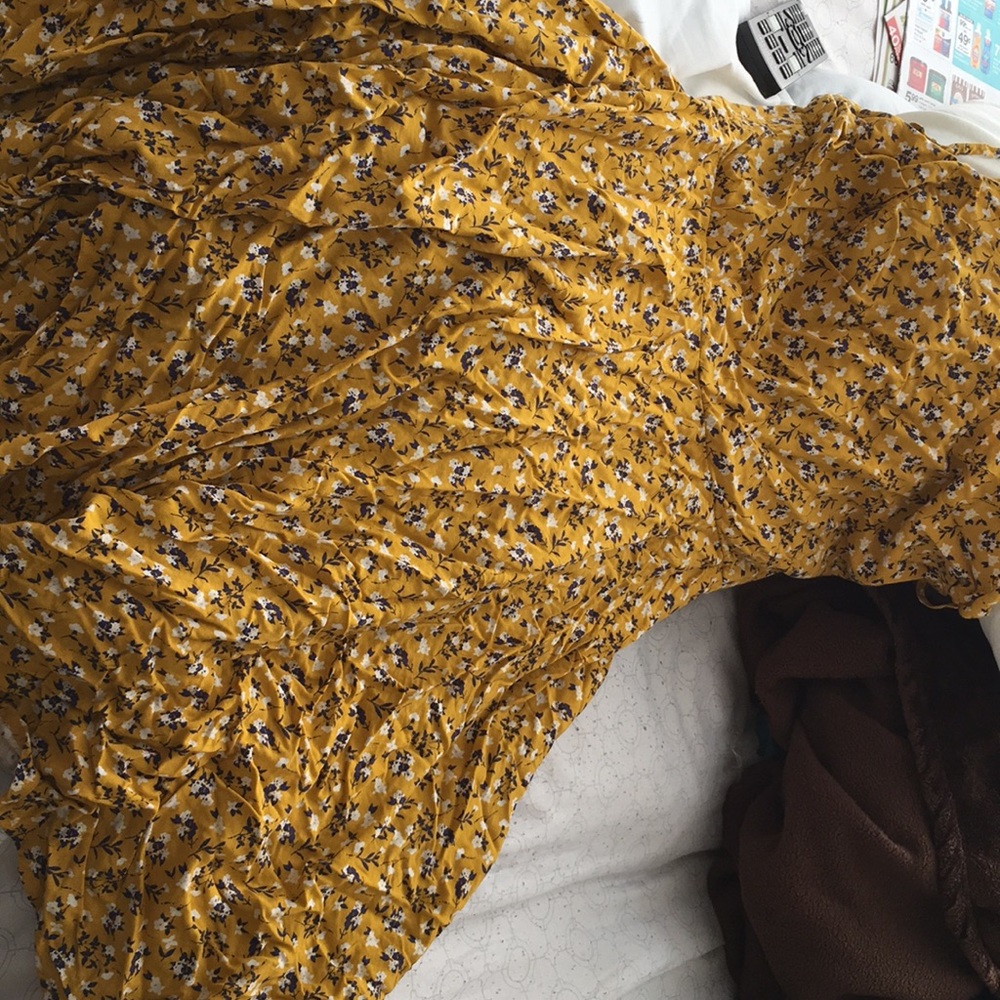 Floral mustard color dress